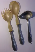 Comprar Antiguos Cubiertos Ensalada Metal Y Asta, Cuchara Salsa