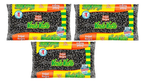 Frijol Negro 3 Bolsas De 1kg Verde Valle
