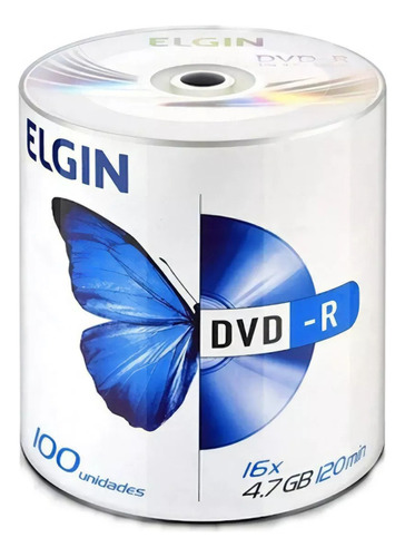 Dvd-r Gravável 4,7 Gb 120 Min 16x Elgin - Bulk 100 Unidades