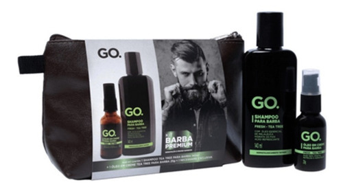  Kit Go Man Tea Tree Cabelo E Barba Shampoo + Óleo Em Creme