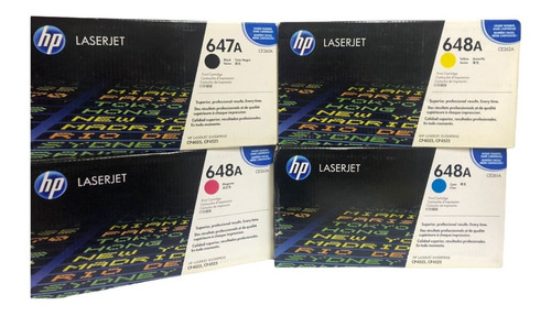 Pack Kit Hp 4 Toner 647a Bk, 648a Colores Nuevo