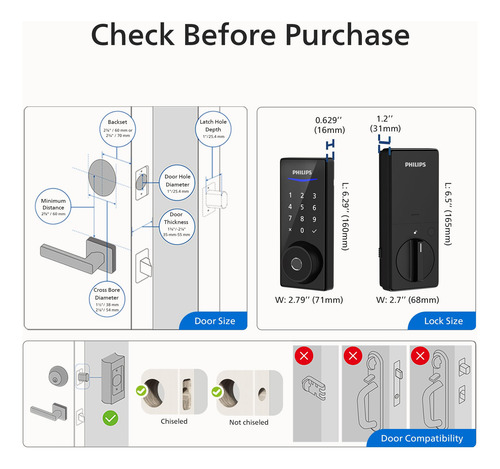 Cerradura De Puerta Inteligente Philips Wi-fi Entrada Sin Ll