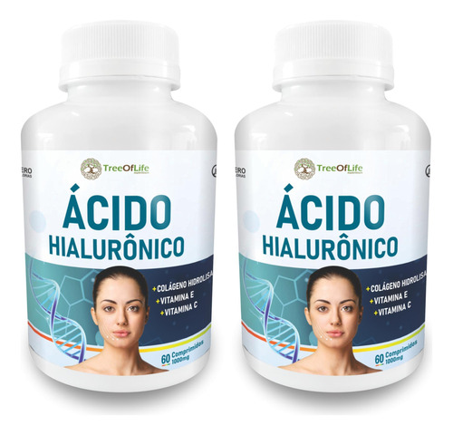 Kit 2x Ácido Hialurônico + Colágeno + Vitamina E + Vitamina