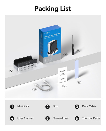Dock Stand Orico Minidock Mac Mini M4 Hub De Aluminio 10 En