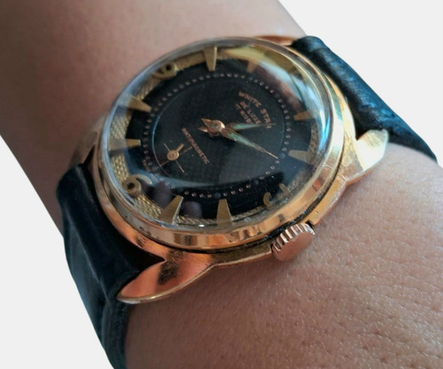 Reloj Pulsera Star White De Luxe Cuerda Hombre Suizo Años 50 Negro Dorado Negro (Usado)