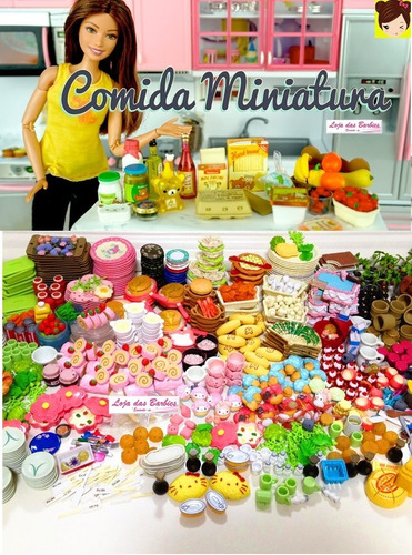 KIT COPA / COZINHA / COMIDAS / GULOSEIMAS / UTENSÍLIOS Diferentes  Miniaturas Para Barbie ! (10 Peças) por R$44,90