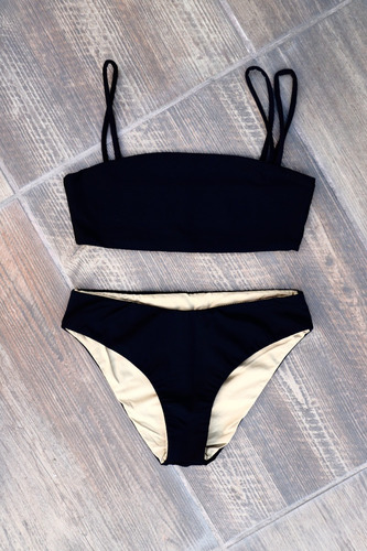 Traje De Baño De Mujer De 2 Piezas (top Y Bottom Negro)