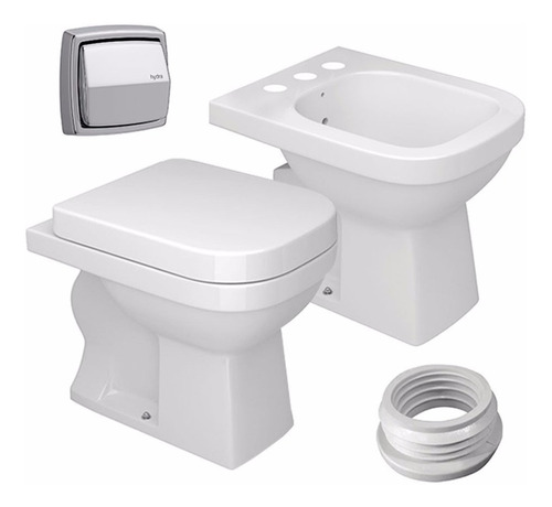 Inodoro Corto + Bidet Quadra Deca + Valvula Hydra Automatica