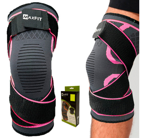 Rodillera Elástica Compresión Correr Crossfit Maxfit Hx918 Color Rosa Talla Xl