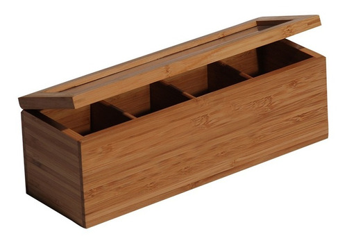 Caja Para Te 4 Divisiones Bamboo Con Tapa.