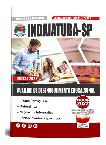 Apostila Indaiatuba - Sp - Auxiliar De Desenvolvimento Educacional - 2022