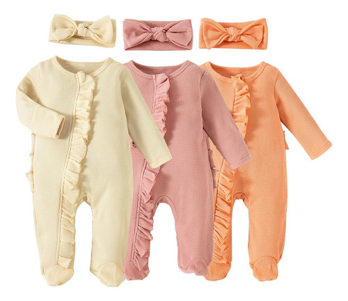Conjunto Bebé Niña Algodón Mameluco 2 Vías Y Banda