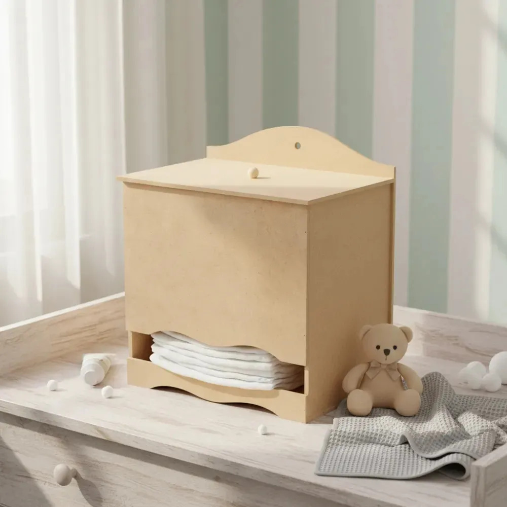 Porta Fralda Bebê Liso de MDF Cru