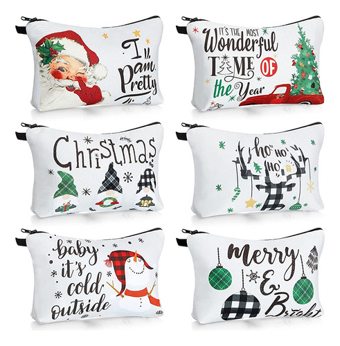~? Weewooday Christmas Makeup Bags With Zipper Portable Mult