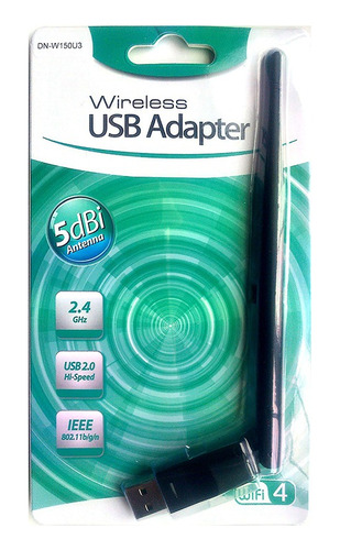 Adaptador Placa Usb 2.4ghz Wifi 150mbps 802.11 Antena 5dbi 