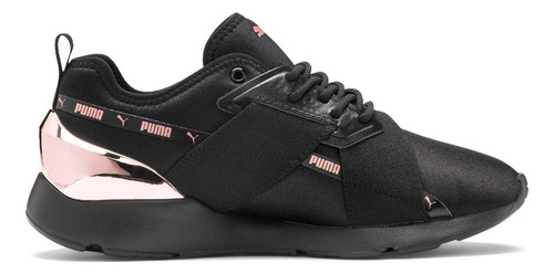 Tenis Puma Muse X-2 Metallic Wn Mujer Negro Y Rosa Metálico