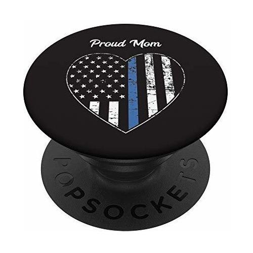 Thin Blue Line American Flag Proud Mom Police Support Qrbmm