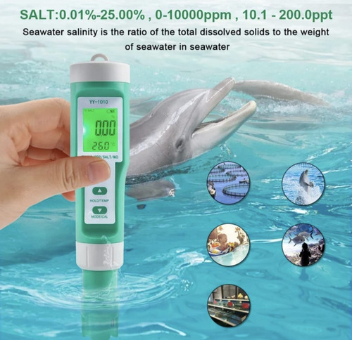 Medidor De Agua 10 En 1 Ph Ec Tds Orp Salt H2 S.g Mq F Temp