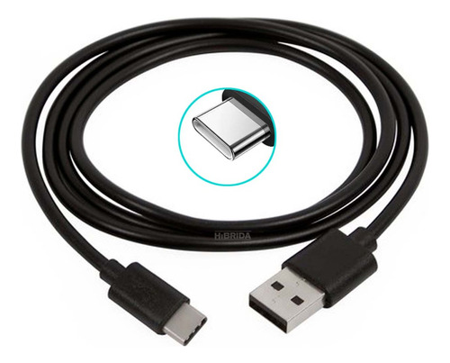 Cable Usb Tipo C Para Cargador Celular Pc Laptop Color Negro