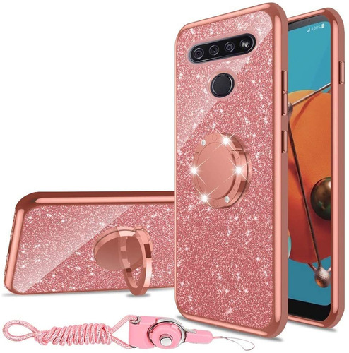 Funda Rosa Para LG K51 Con Glitter