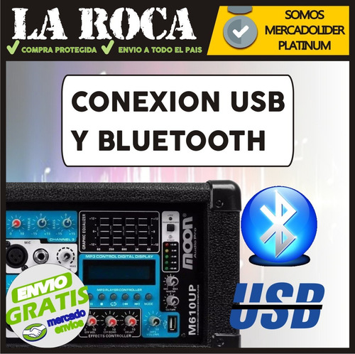 Consola Potenciada Moon M610up 7 Canales 200w Usb La Roca