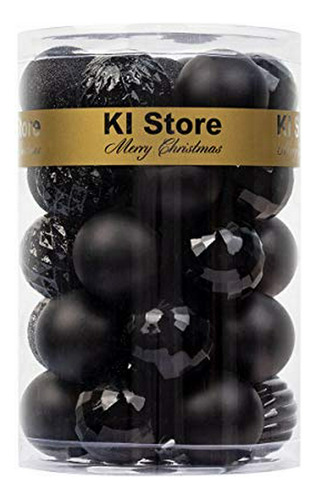 Bola De Navidad Ki 34ct Adornos De 1,57 Pulgadas Con Negro P