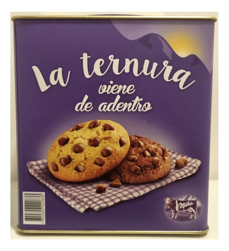 Lata Cookies Milk/pepitos P/ Galletas.galletitas 16x16x17cm