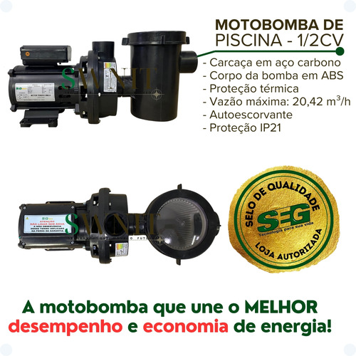 Motobomba Para Piscina Com Pré-filtro Seg Max Torque 1/2hp