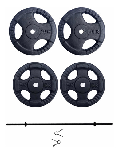 Combo Barra Y Discos Total 35 Kg