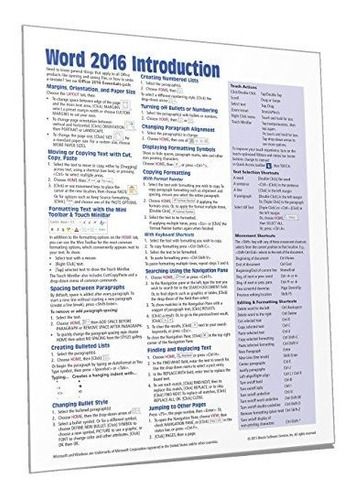 Book : Microsoft Word 2016 Introduction Quick Reference...