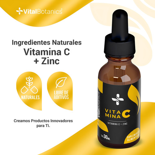 Gotero Vitamina C + Zinc Con 30 Ml Suplementos Vitalbotanics