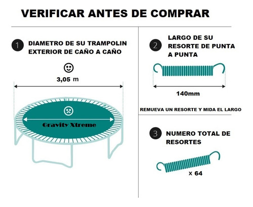 Tela De Salto Para Trampolin De 3.05 De 64 Resortes!!