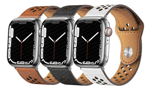 3 Correas De Piel Para Apple Watch Serie Ultra 8 7 Se 6 5 4