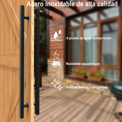 Manillon Doble Acero Inoxid 80cm Para Puerta Madera Cristal