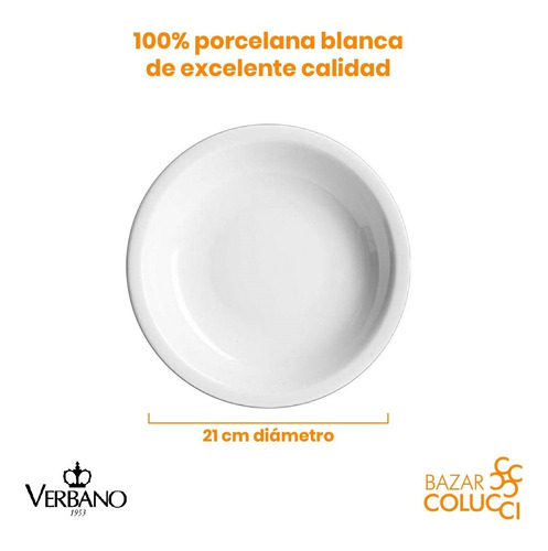 X6 Plato Hondo Línea Recta, Verbano - Bazar Colucci