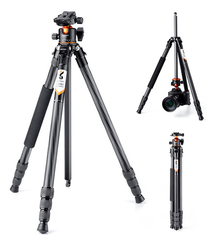 Tripie Monopie K&f Concept A254c4 Con Fibra De Carbono Color Negro