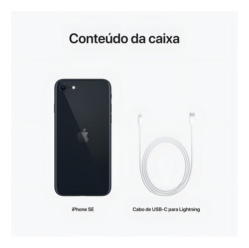 Apple iPhone SE (3ª geração, 64 GB) - Meia-noite - Excelente (Recondicionado)