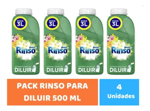 Pack 4 Rinso Para Diluir Detergente Líquido 500ml Rinde 3lt