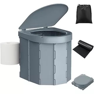 Portable Camping Toilet With Lid And Toilet Paper Holde...