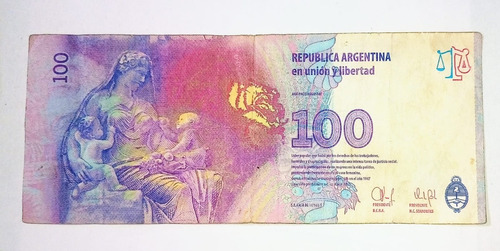 Billete Argentina 100 Pesos Eva Peron Reposic. Bot.4321a Vf (Usado)