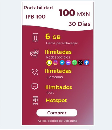 Chip Internet Para El Bienestar 6gb X 30 Días Rs Ilimitadas 3 En 1