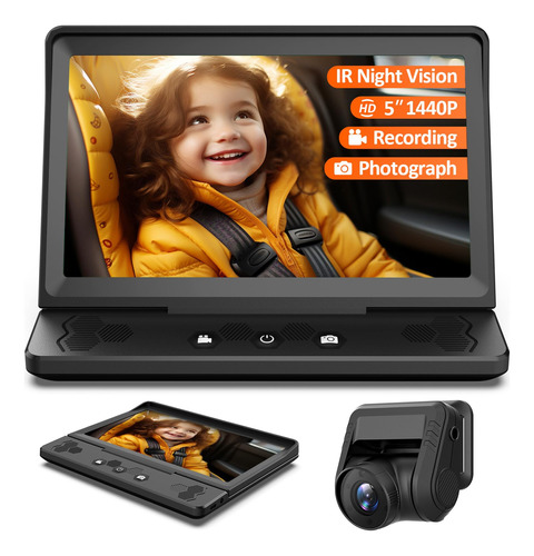 Zgzuxo - Camara De Coche Para Bebe Hd 1440p, Monitor De Coch