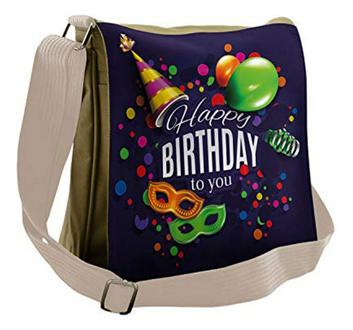 Bolso De Mensajero - Ambesonne Indigo Bag, Balloons Ribbons 