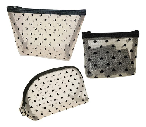 Cchude 4 Bolsas De Maquillaje De Malla Con Estampado De Cora