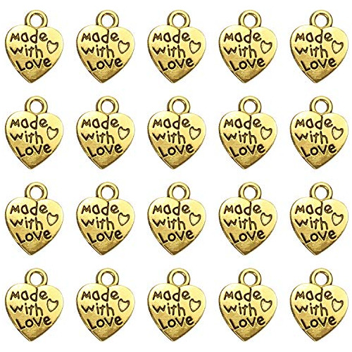 100pcs Mini Cuentas De Metal Forma De Corazón  Hecho A...