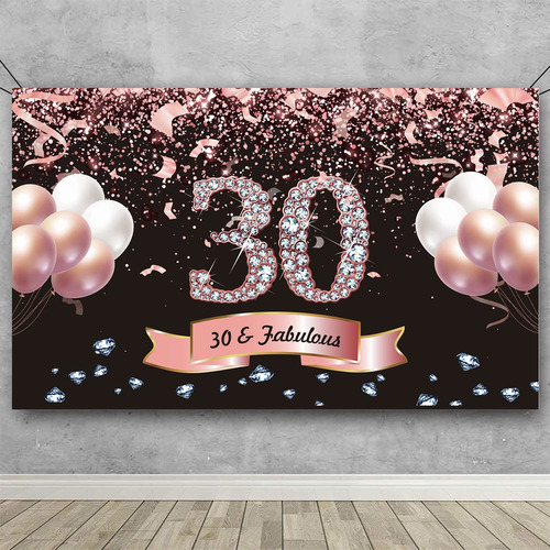 Decoraciones De 30 Cumpleaños Para Mujeres, Oro Rosa 3...