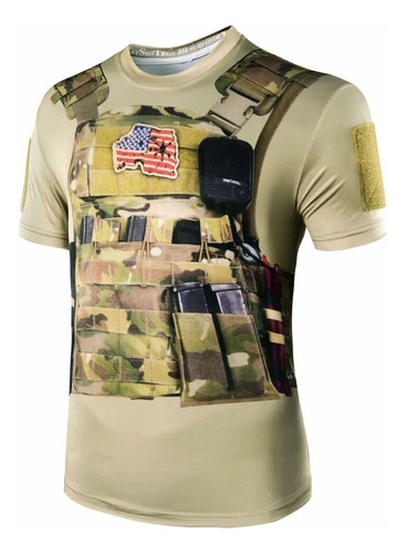 Camiseta De Camuflaje Para Hombre, Mallas 3d, Equipamiento M