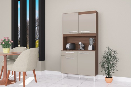 Imagen 2 de 3 de Alacena Mueble Auxiliar Cocina Carine 4 Puertas Cap / Hueso