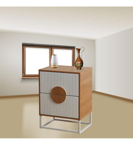 Velador Lumiere Marron Y Blanco Premiun 2 Cajones Con Rieles