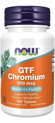 Gtf Chromium 200mcg 100tab, Control De Glucosa, Now,